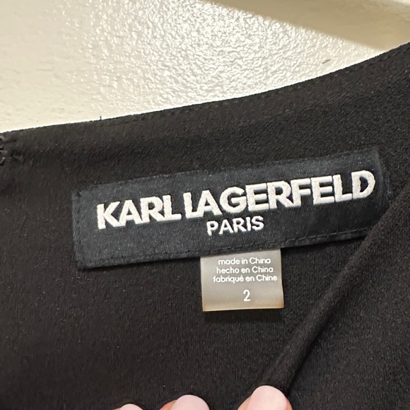 Karl Lagerfeld Black Dress with Pearl Cuff Details - Picture 5 of 11